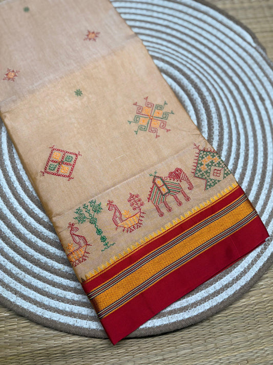 Chandshya |  Kasuti Work Saree in Mercerised Cotton