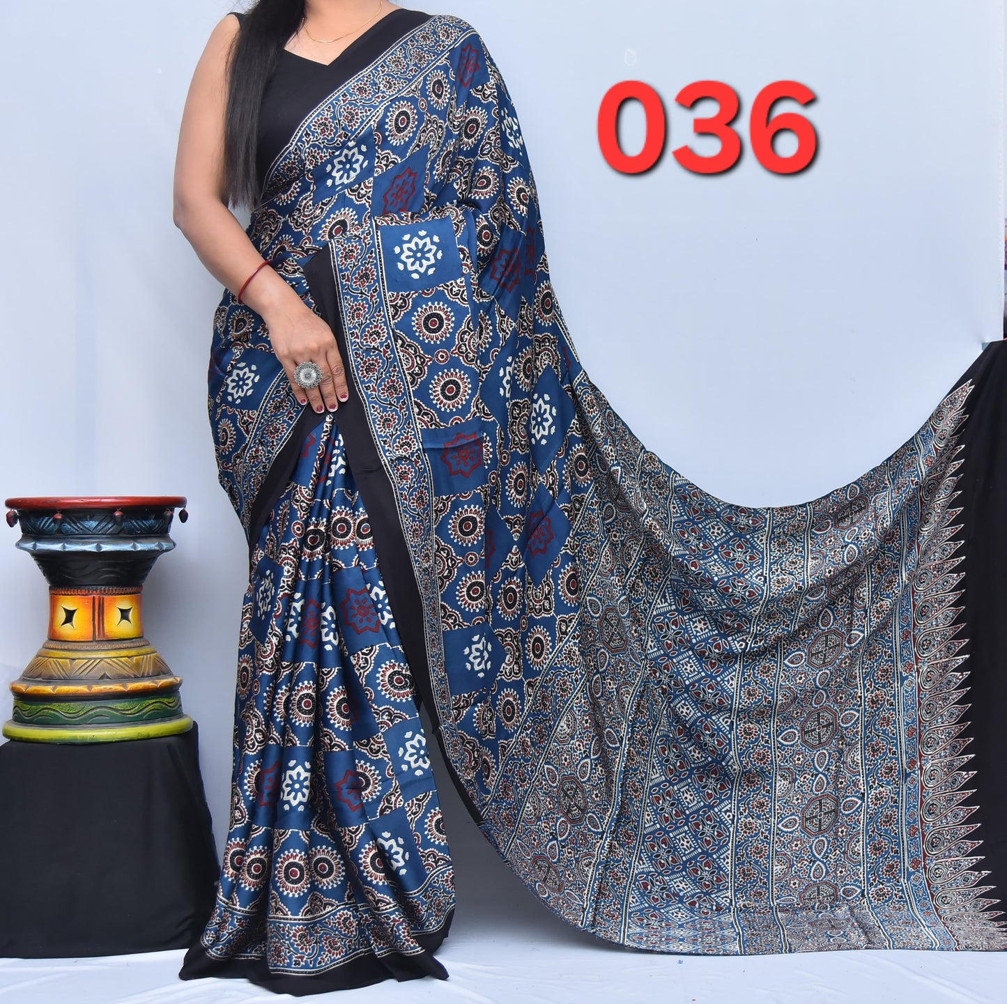 Ankita | Ajrakh Prints on modal Silk