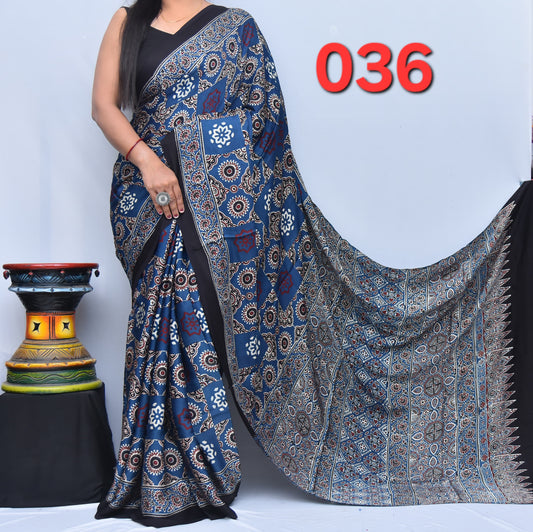 Ankita | Ajrakh Prints on modal Silk