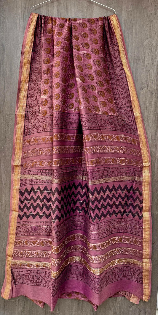 Naaz | Block printed Maheshwari Silk Saree