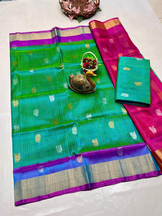 🥻UPPADA PATTU NEW 
  CHEKS BUTA
  SAREES 👌👌          