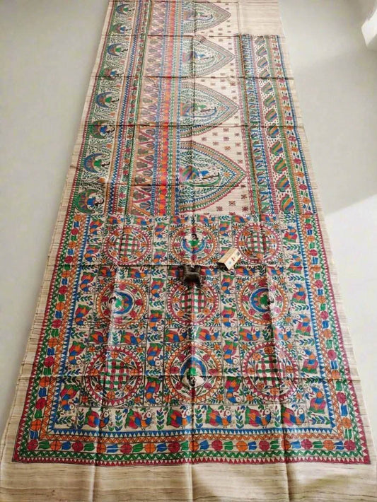 Fabric..Tussar by Ghicha with Beautiful All over Madhubani Hand paintingsilk sarees..
Premium quality and Fast delivery
Length 6.50 meter..Quality will be pure Handloom silk sarees..
