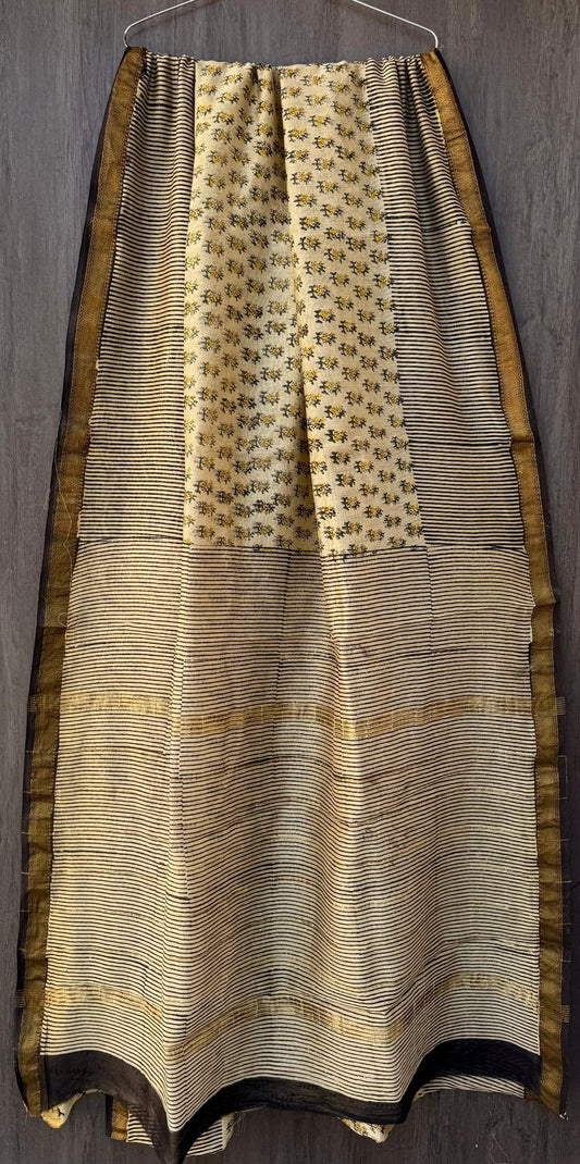 Suryavanshi | Block printed Maheshwari Silk Saree