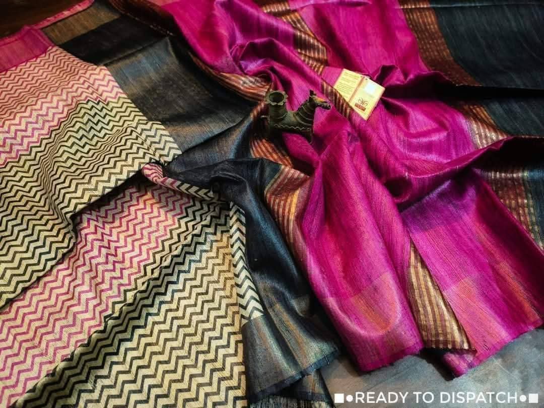 Tumpiya | Tussar Ghicha Screen Print Saree