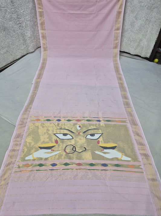 Handloom cotton paithani with narali border
