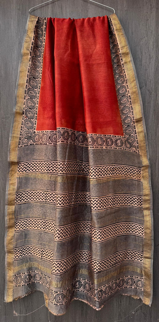 Malini | Block printed Maheshwari Silk Saree