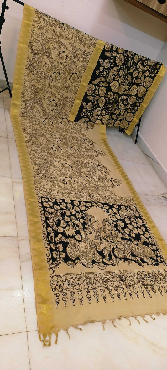 Keya | Black and white kalamkari Saree