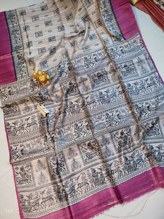 Akanksha  | Screen prints on tussar silk