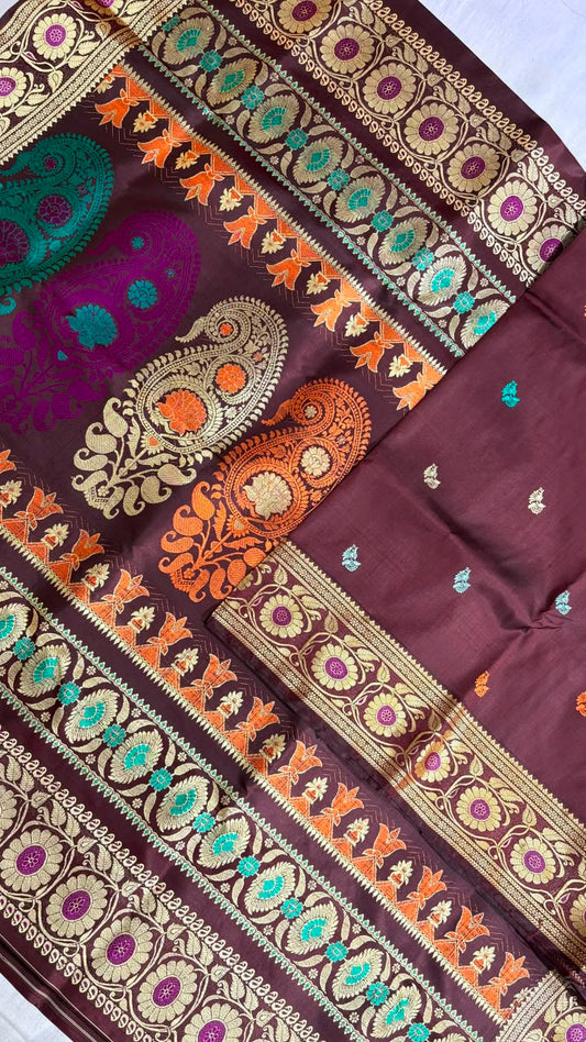 Baluchari sarees. 
Material silk with bp. 
With silkmark. 
