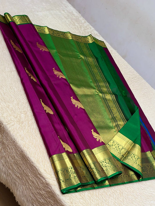 100% pure kanchipuram handwoven 1G fancy all over buttas sarees1 G gold pure Zari weaving silk mark certificate