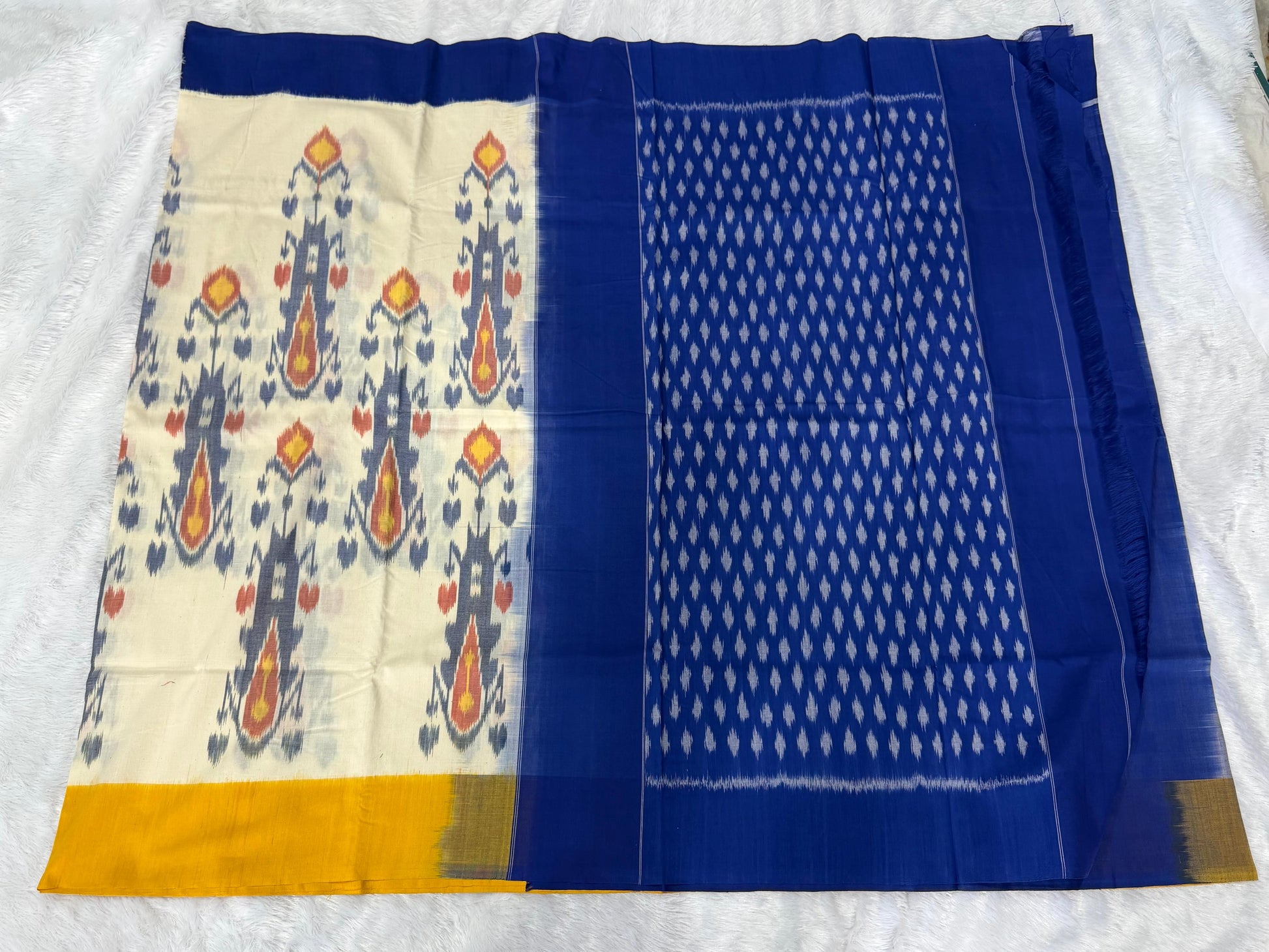 New arrivals 
Pure Mercerized  100 count
double ikat cotton  sarees 
With  blouse included with saree