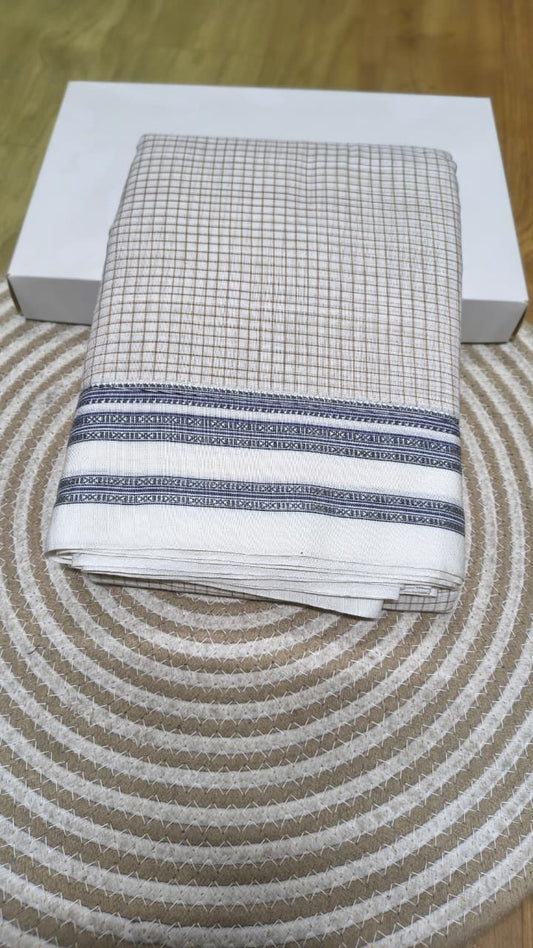 Handwoven patteda anchu saree in pure cotton