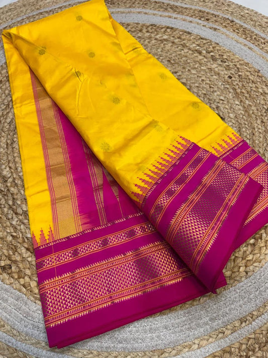 *All New Colours* 

*Exclusive silk ilkal saree*
*Pure silk korvai temple border* with *body butta* design superior quality ilkal saree & contrast blouse 
6.10mtrs length 
Full body pure silk 
Border, pallu & blouse semi silk
