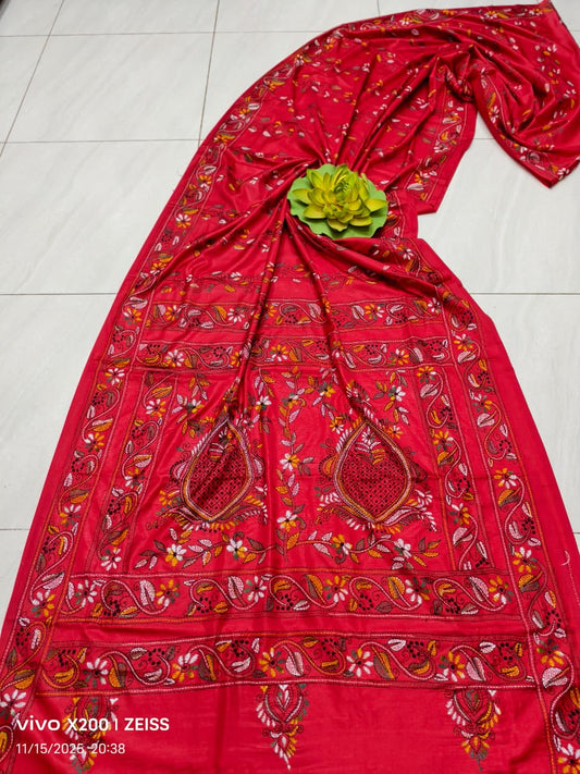 Kalpanaeena |  Blended silk saree with Kantha Embroidery