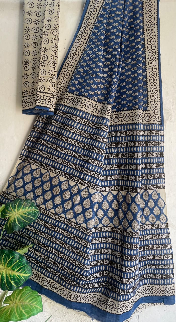 Mohita | Mul Cotton Blockprint Saree