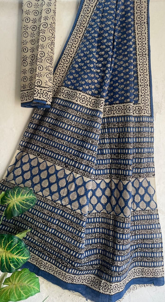 Mohita | Mul Cotton Blockprint Saree