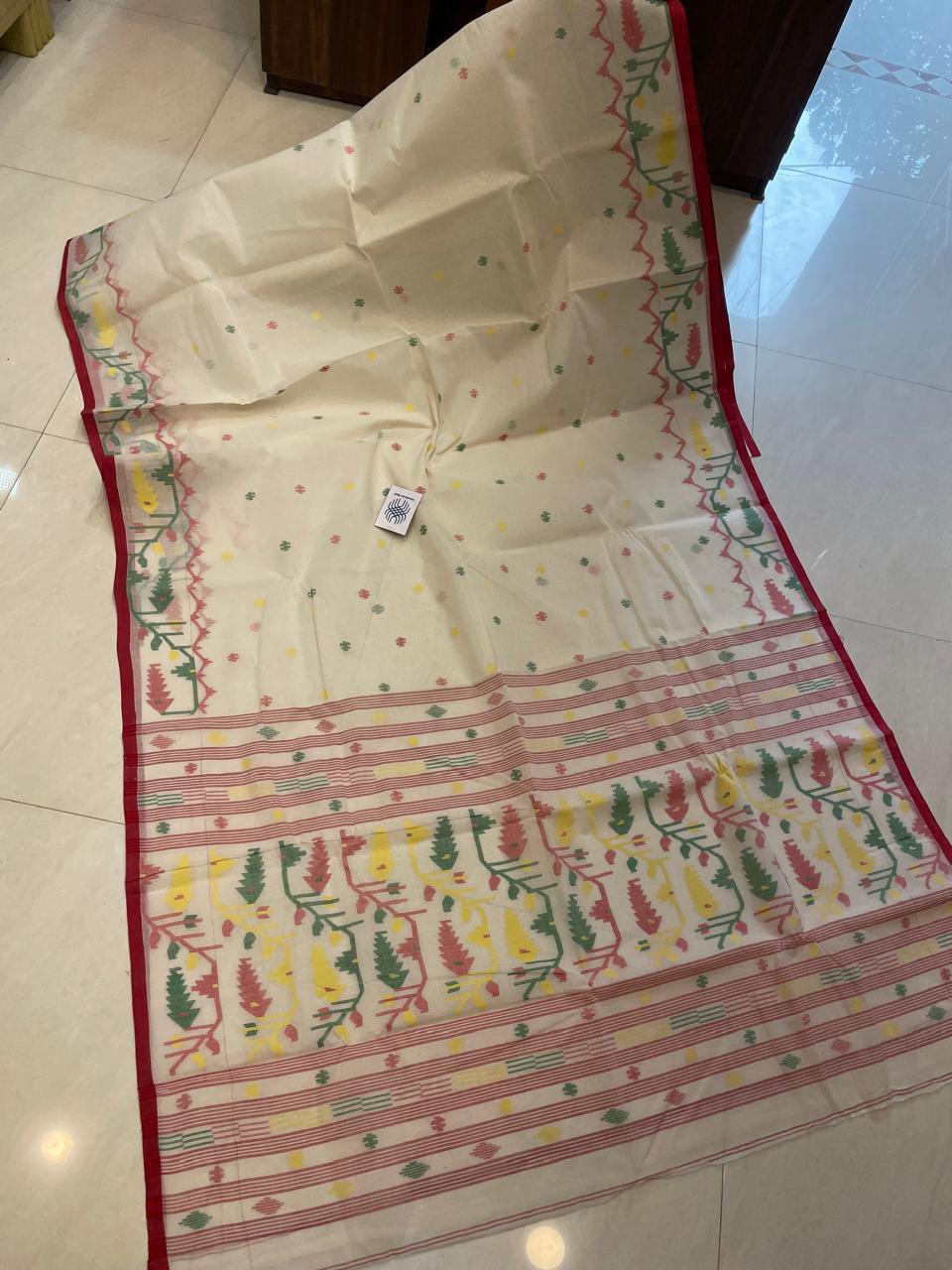 Jahnavi | handwoven Cotton Needlework jamdani saree