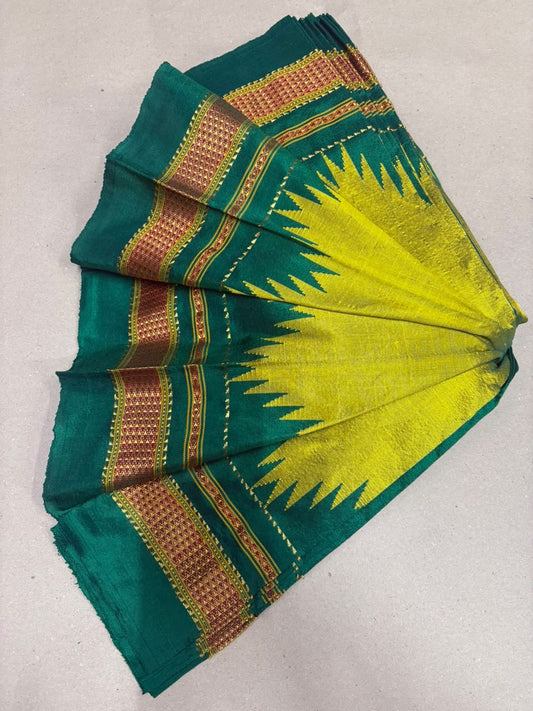 100%silk saree chikki paras Temple silk saree silk pallu contrast saree 6.2m