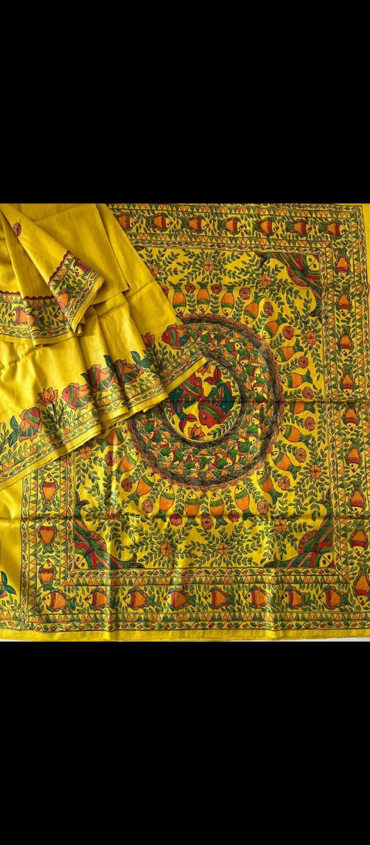 Maitreyisha | Tussar Saree with madhubani work