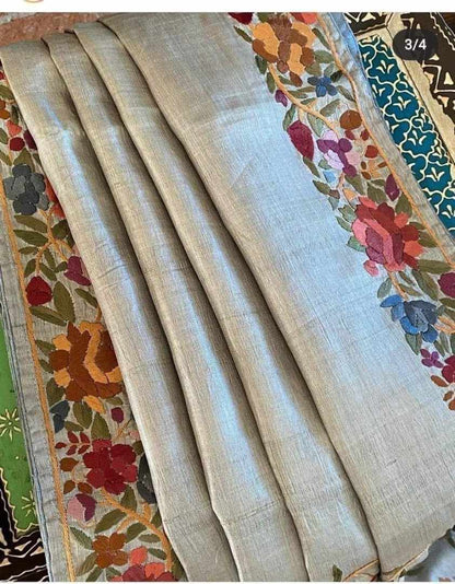 Ashtika | Parsi Embroidery work on Tussar Silk