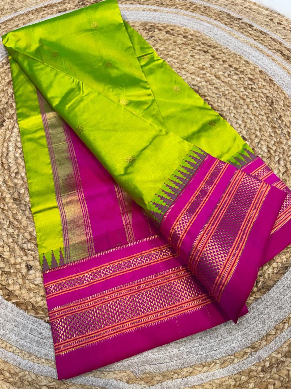 *All New Colours* 

*Exclusive silk ilkal saree*
*Pure silk korvai temple border* with *body butta* design superior quality ilkal saree & contrast blouse 
6.10mtrs length 
Full body pure silk 
Border, pallu & blouse semi silk
