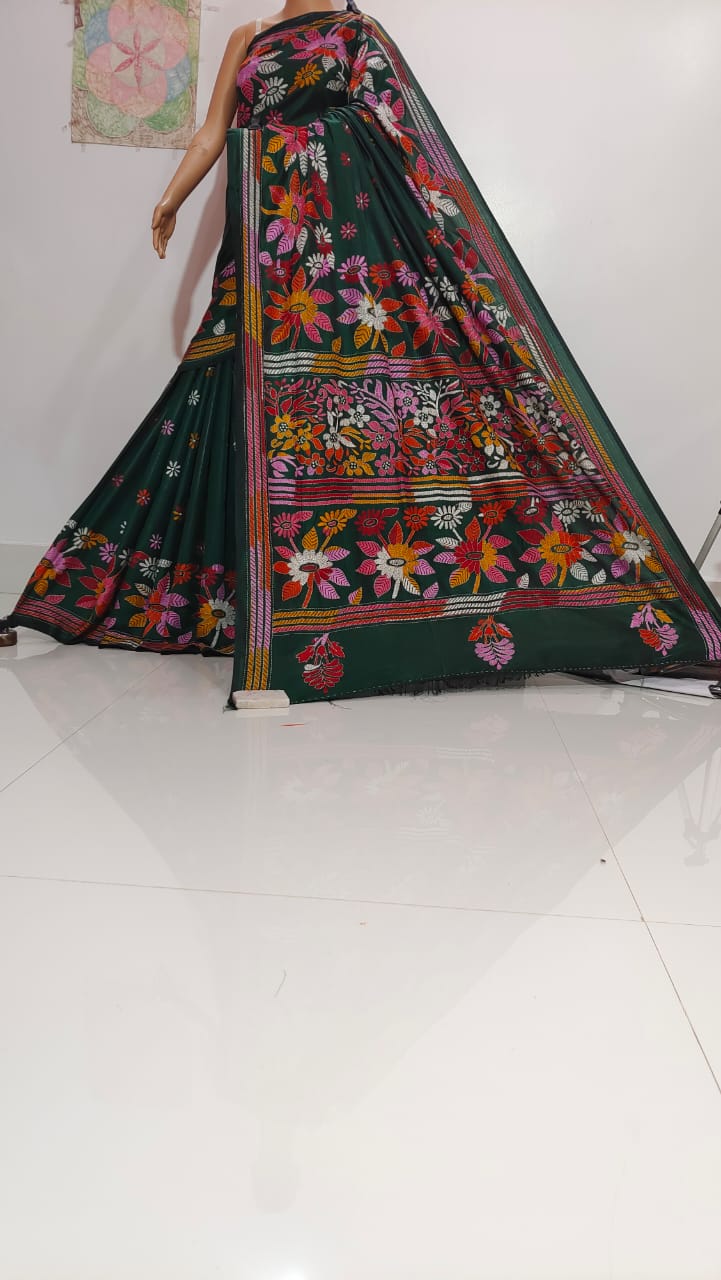 Gul | Hand Made Kantha Embroidery on Semi Silk