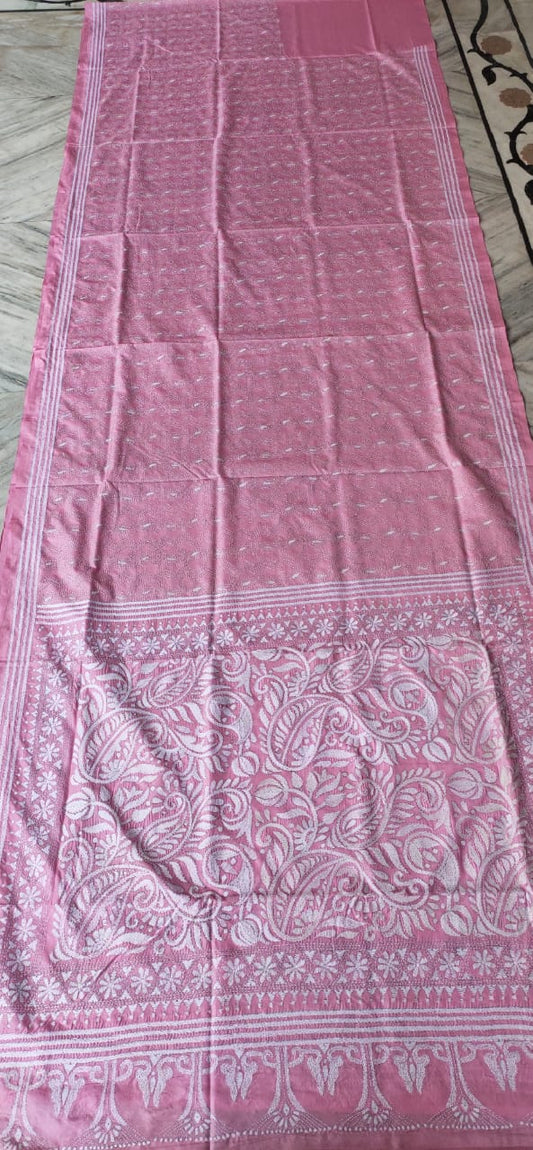 Neha-kantha | Hand Made Kantha Embroidery on Semi Silk