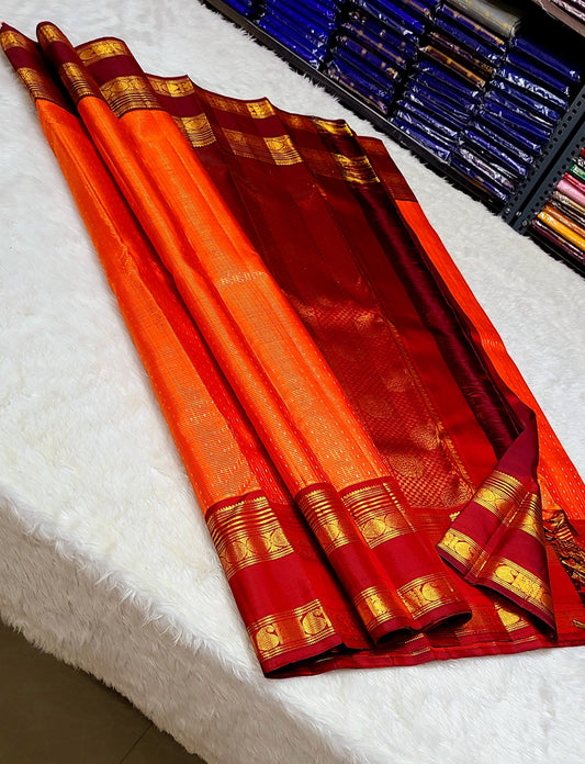 
*100% PURE  KANCHIPURAM HANDWOVEN VERY PREMIUM QUALITY 2G VAIRAOOSI PATTERN SILK SAREES*

*2 GRAM GOLD PURE ZARI WEAVING*
*SILK MARK CERTIFICATE ATTACHED*


VIDEO CALL SHOPPING AVAILABLE