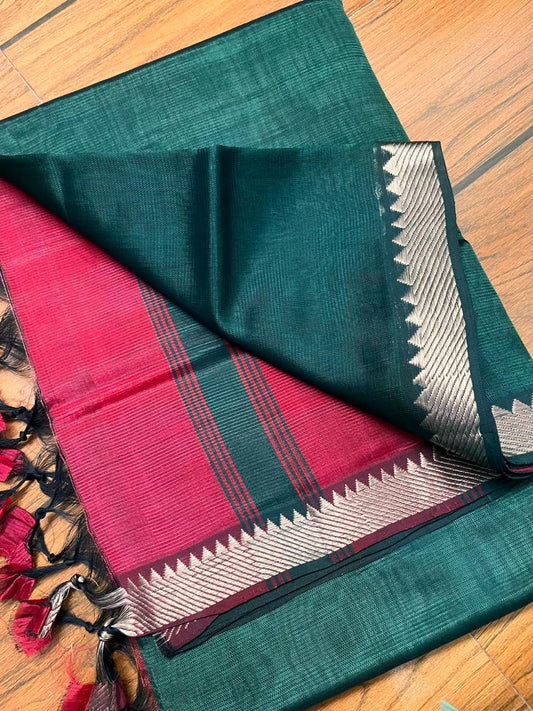 MANGALAGIRI pattu sarees
 with nizam border sarees.

Contrast blouse and pallu.