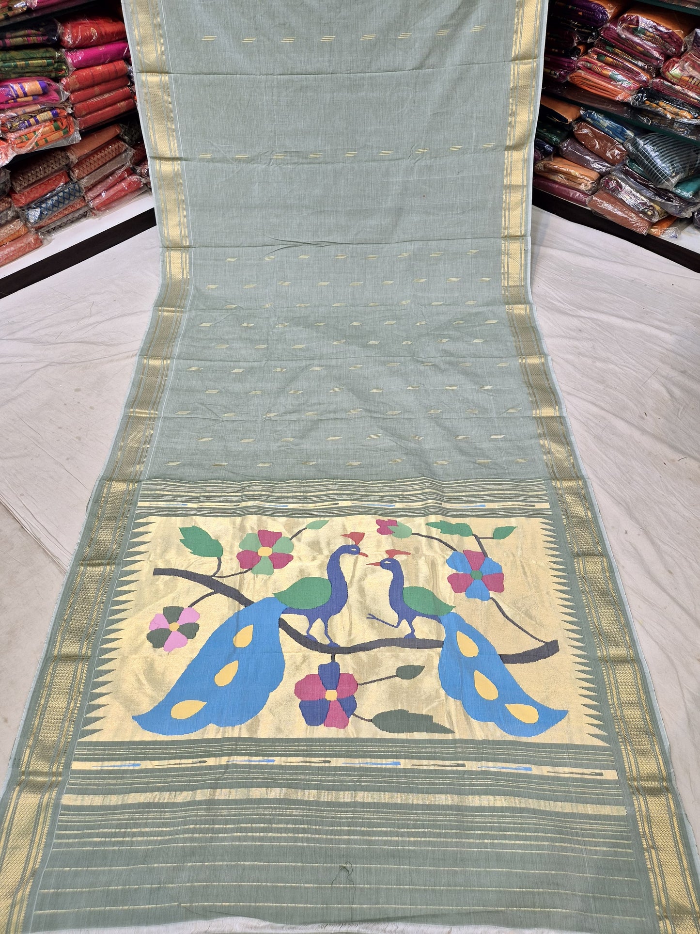 Samanvitha-cotton-paithani | Cotton Handloom Paithani Saree