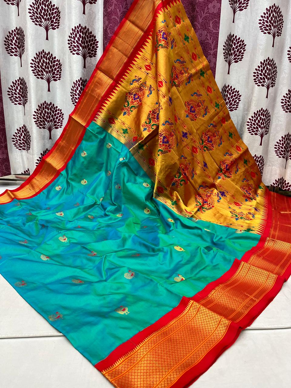 Bhaprabha | Powerloom Kadiyal Paithani Silk Saree