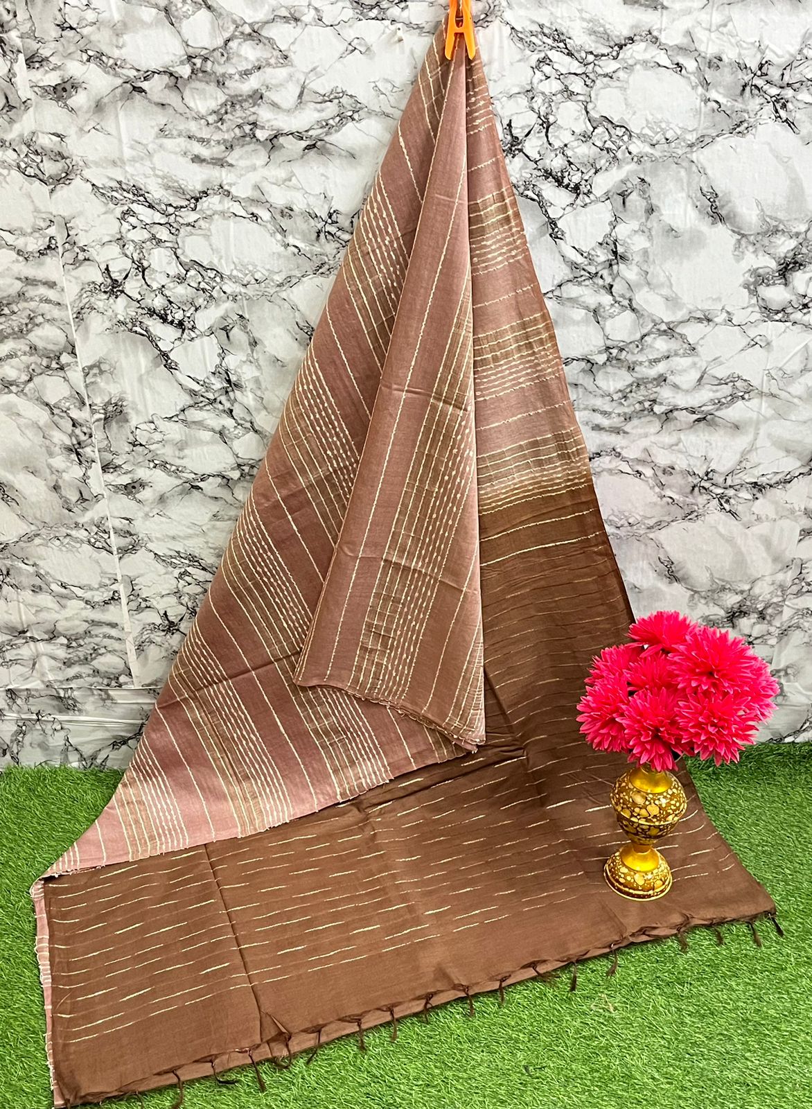 Fabric basbara. Silk. 
Running blouse 
Best quality 👌
All. Colour unlimited available 
