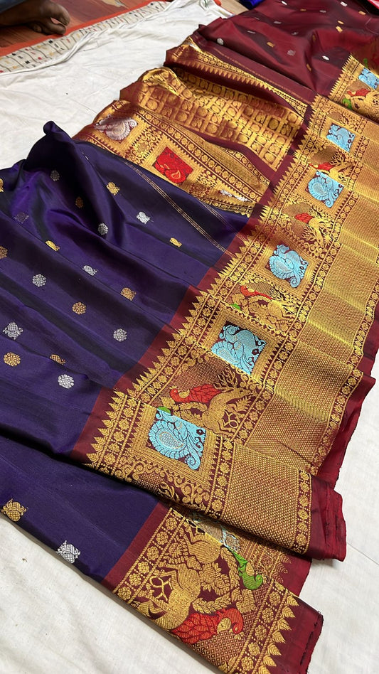 ✨✨Pure Gadwal Traditional
           Meenakari turning
           Border Pattu Sarees ✨✨
