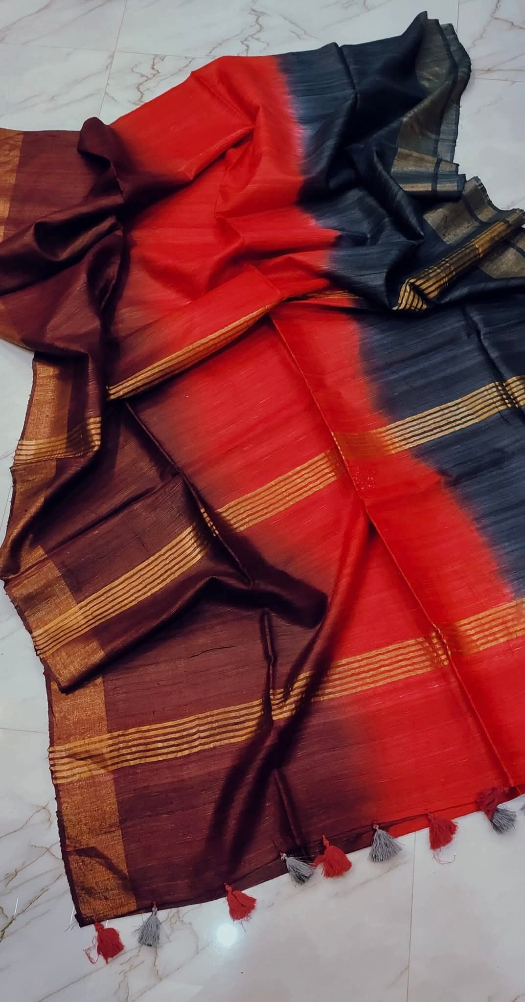 Crelita | Tussar Ghicha Dyed Saree
