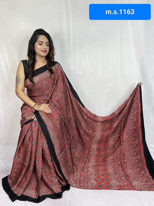 Aanchal | Ajrakh Prints on modal Silk