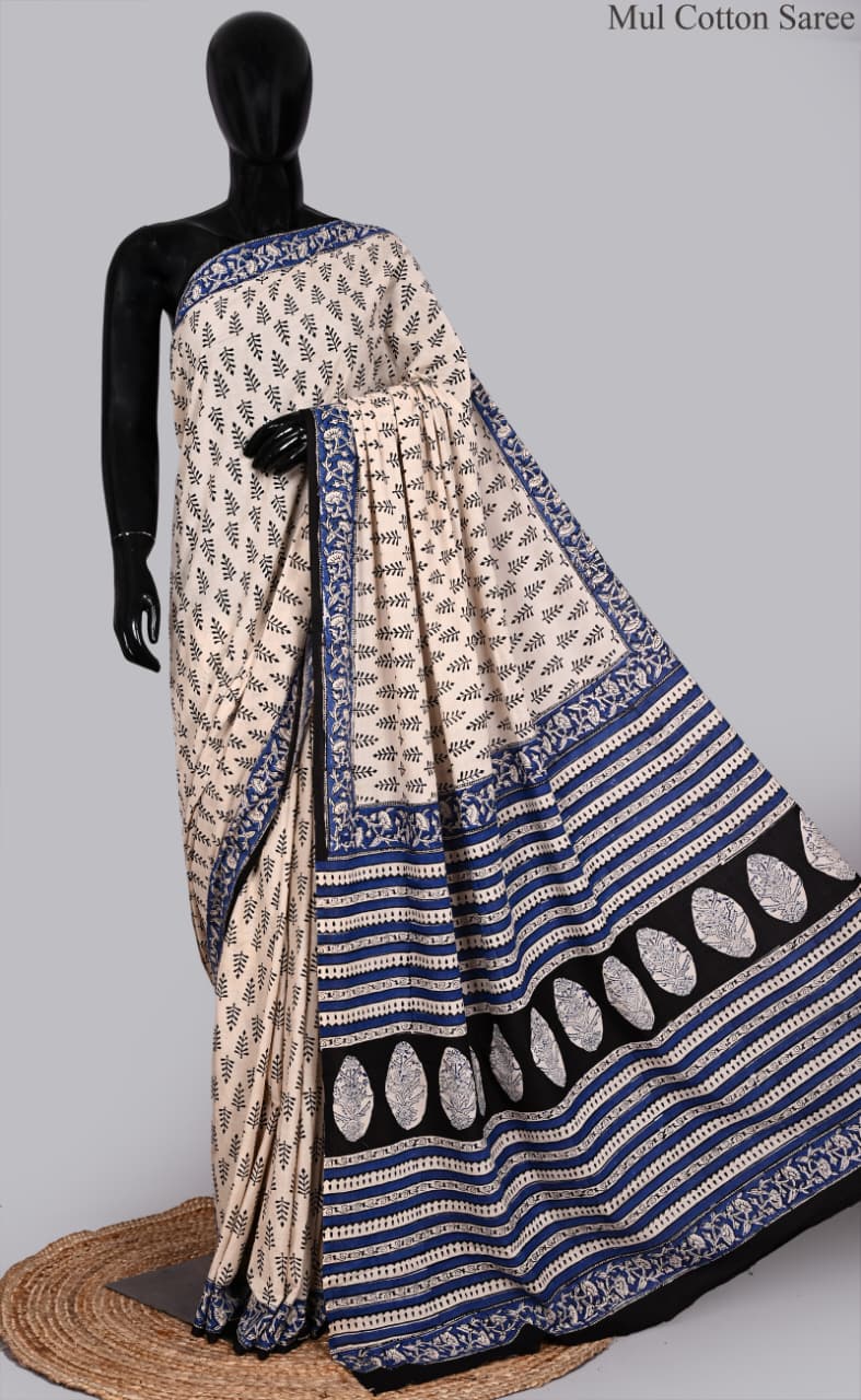 premium Traditional Mulmul CottonBeautiful Pure Soft Mulmul Cotton Sarees available*
Size: 6.30 mtr with blouse 