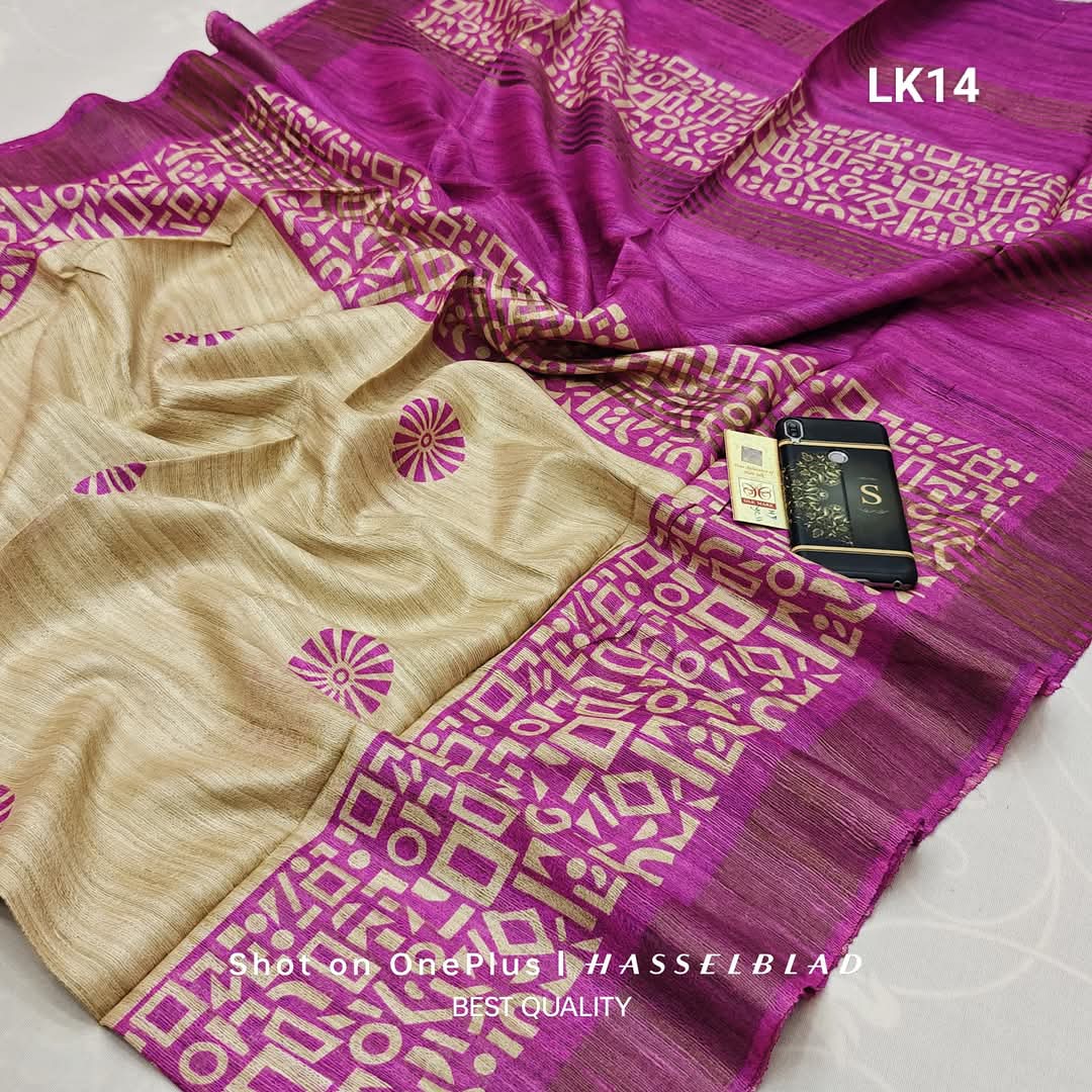 Turasha | Tussar Ghicha Screen Print Saree