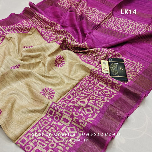 Turasha | Tussar Ghicha Screen Print Saree