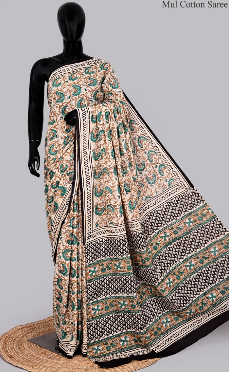 premium Traditional Mulmul CottonBeautiful Pure Soft Mulmul Cotton Sarees available*
Size: 6.30 mtr with blouse 