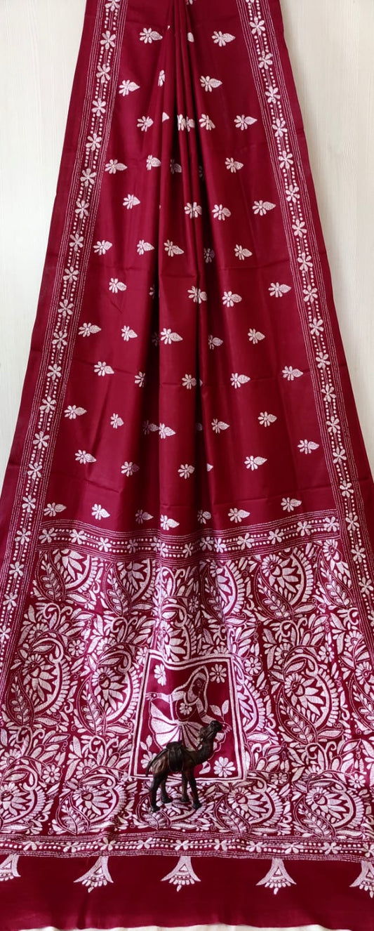 Beautiful kantha work on blended Bangalore silk

With kantha stich work bp