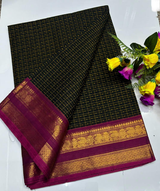 😇 *Kanchi cotton sarees*
🦋 *Pure cotton Sarees*
🎉 *Fancy plain cotton sarees with line  pallu*
🐟 *80 *80 counts*
🧶 *With running blouse*
🦢 *6.20mtrs saree length*
