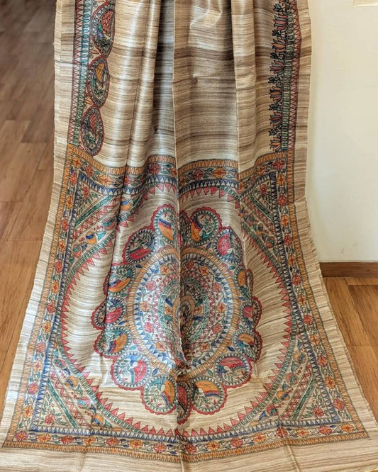 Gunjita | Madubani on Gheecha Tussar Silk