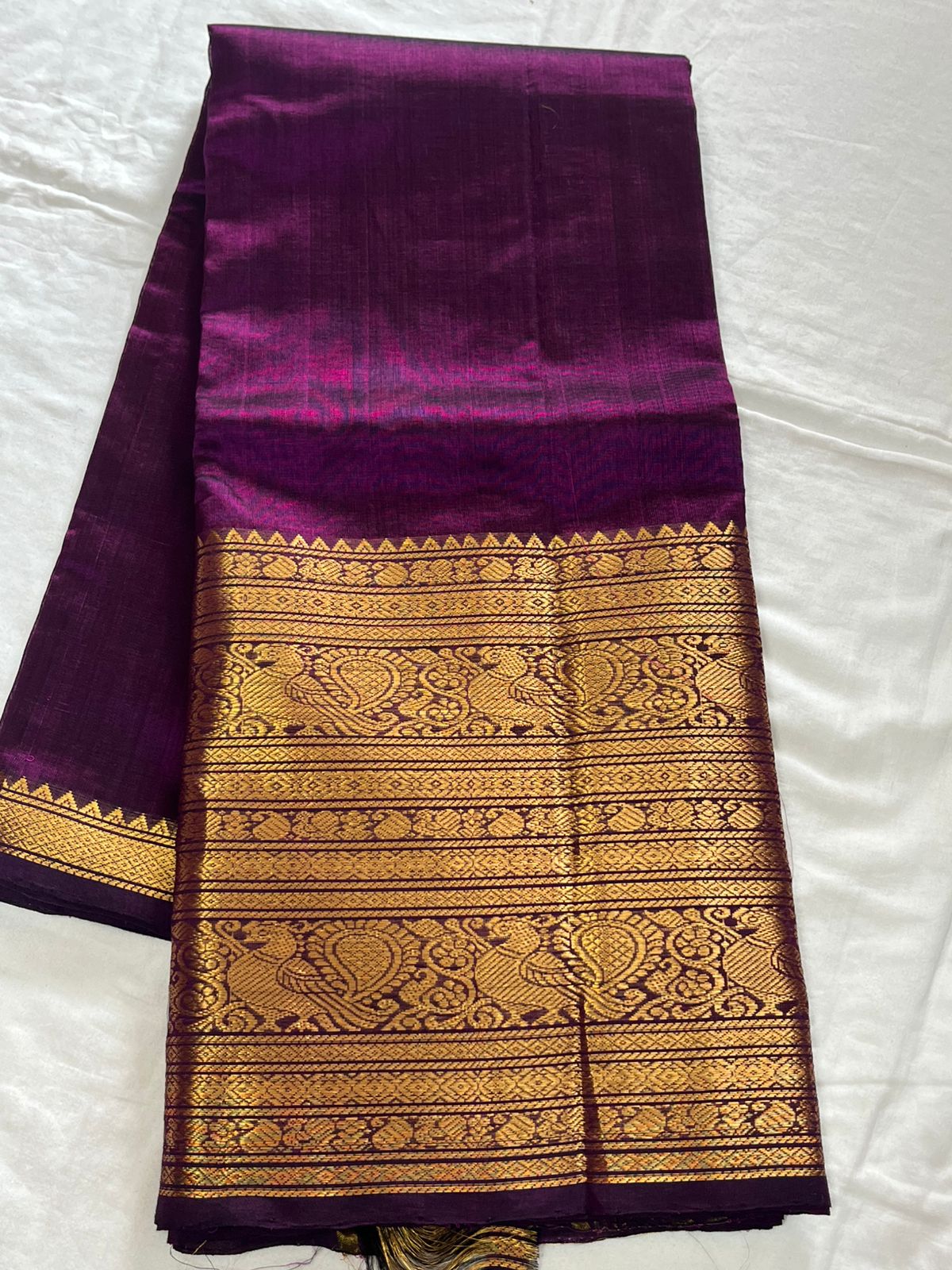 Mangalagiri handloom pattu by cotton (silk cotton)
400/50 big Kanchi border saree with all-over plain pattu and tick weavings sarees 
Running zari lines pallu & plain blouse