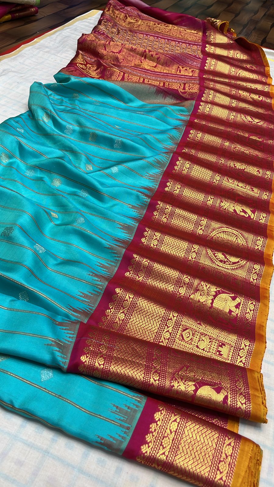 ✨✨Pure Gadwal Traditional Kuttu
 Kanchi Big Border Pattu Sarees ✨✨