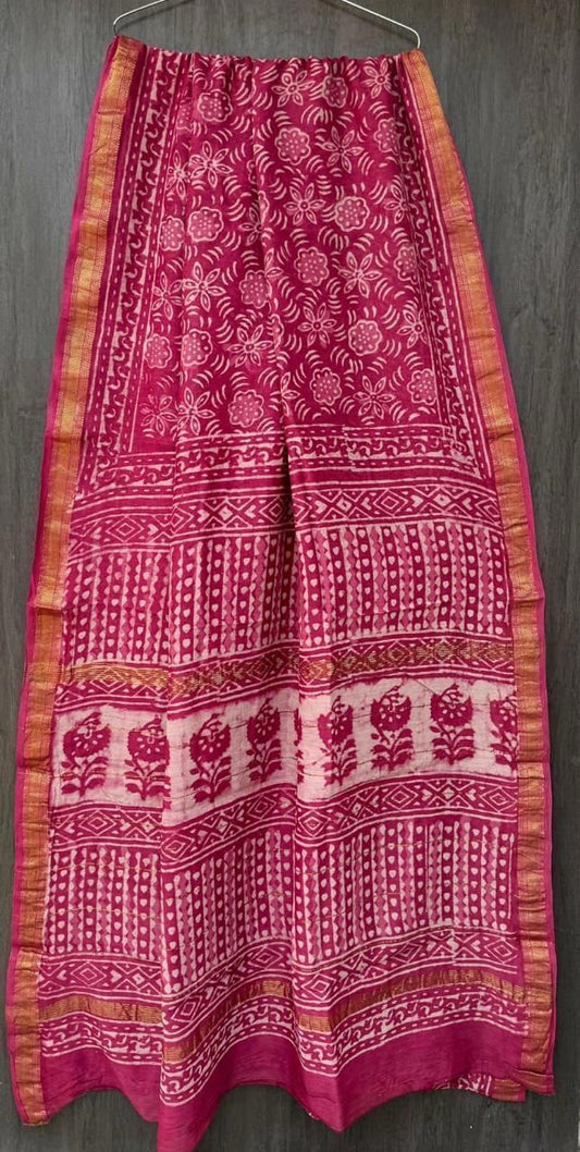 Chawla | Block printed Maheshwari Silk Saree