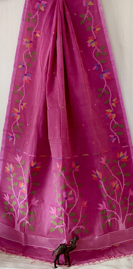 Jasminesha | handwoven Cotton Needlework jamdani saree