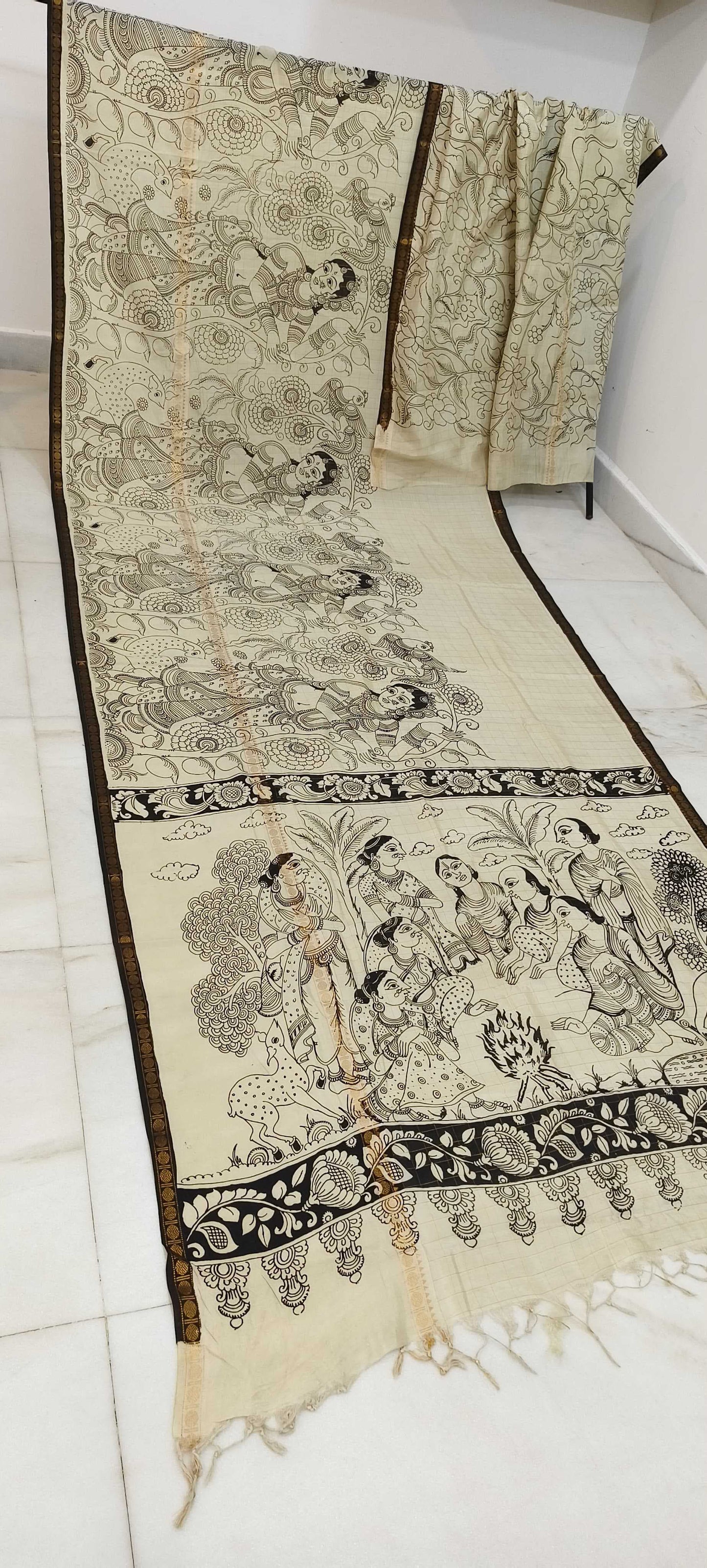 Krutwika | Kalamkari dupatta on mangalagiri silk