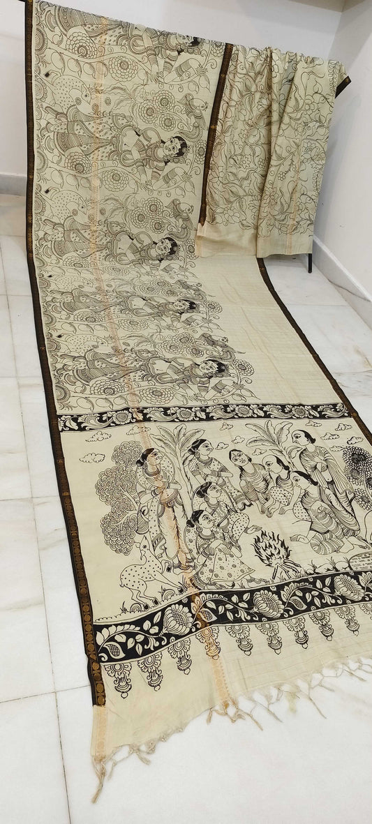 Krutwika | Kalamkari dupatta on mangalagiri silk