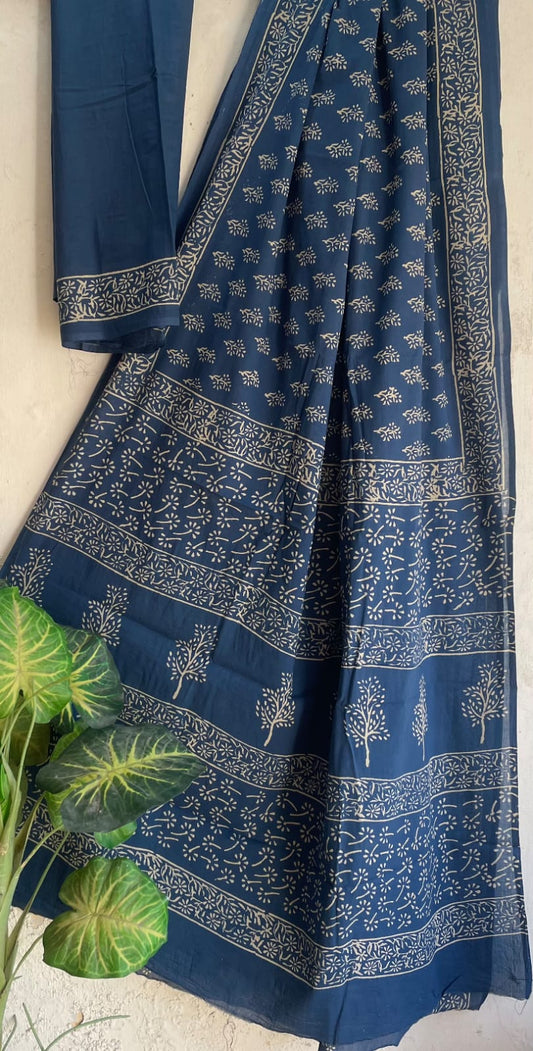 Mirdul | Mul Cotton Blockprint Saree