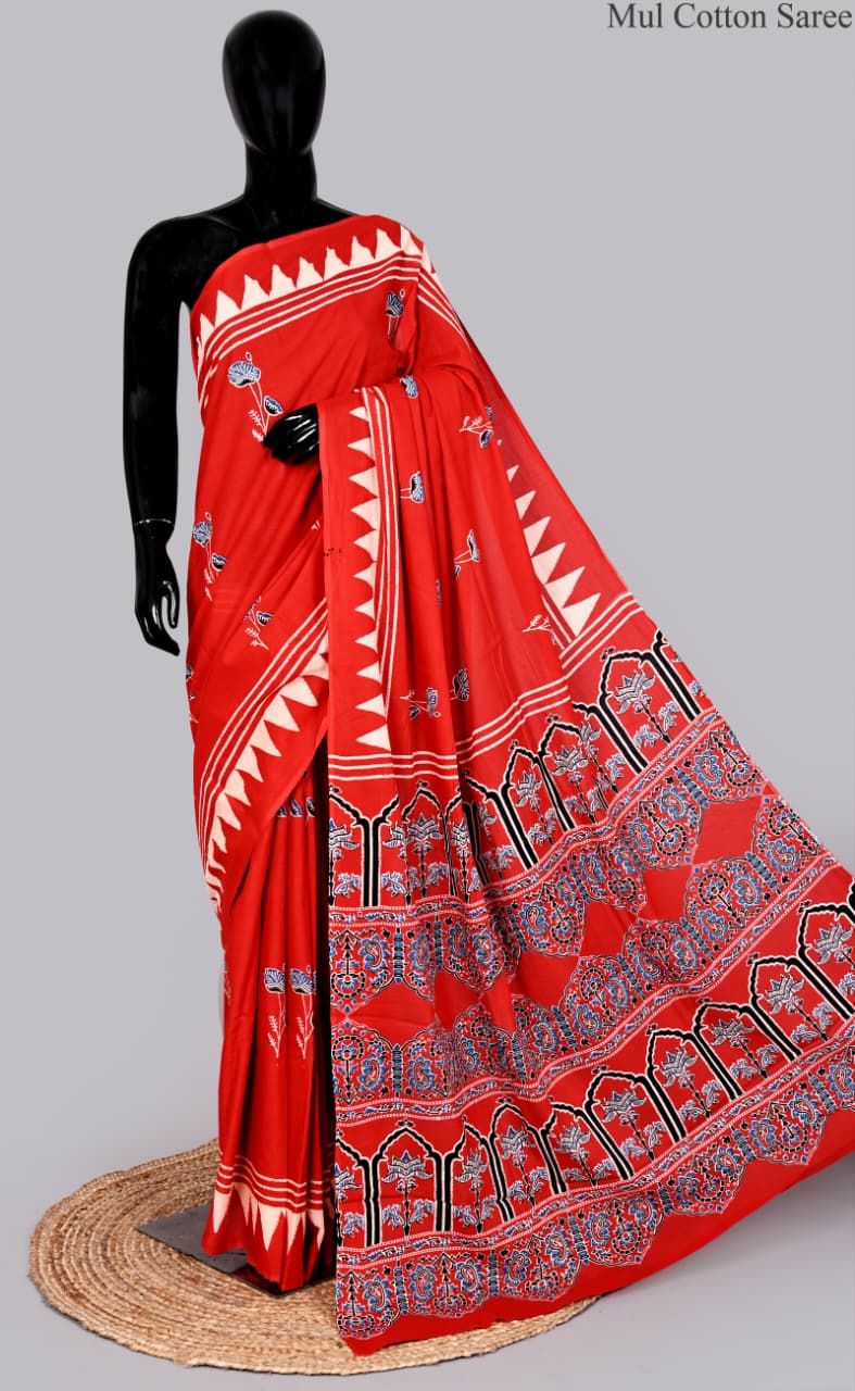premium Traditional Mulmul CottonBeautiful Pure Soft Mulmul Cotton Sarees available*
Size: 6.30 mtr with blouse 